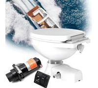 YANGYMM Toilettes Marines éLectriques 12 V, Toilettes Silencieuses pour Camping-Car, Commande Marche/ArrêT, Toilettes Horizontales pour Bateau/Camping-Car/Yacht, Design Compact pour Un Gain Place