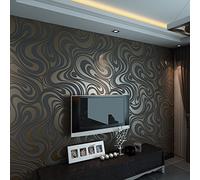 YangYun Home Decoration Rouleau de papier peint moderne 3D à rayures abstraites ondulées non collées pour salon, chambre à coucher,couleur noire et marron 0.7m(2.29' W) x8.4m(27.56' L)=5.88㎡