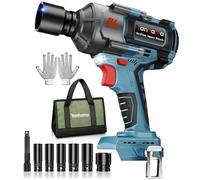 Yanhama Cle A Choc Sans Fil 1400 Nm, Kit De Clé A Choc Sans Brosse De 1/2 Pouce Compatible Avec La Batterie Makita, 6 Prises, Pour Écrous De Roue De Voiture, Moto, Camion (Pas De Batterie)