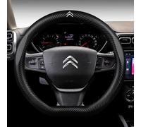 YANHAO Couvre-volant en Cuir et Fibre de carbone pour Citroën C1, C2, C3, C4, C5, C6, C4L, Noir ou Gris foncé, Carbon Fiber, 38 centimètres, Accessoire de voiture