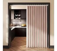 YANHONG Rideau de Porte Pliant 109 x 170 cm Anti-Moisissure, Imperméable, Anti-Éclaboussures Séparateur de Pièce Pliable Anti Bruit Fermeture Rapide pour Salon Chambre et Cuisine, Rose