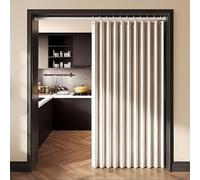 YANHONG Rideau de Porte Pliant 160 x 170 cm Anti-Moisissure, Imperméable, Anti-Éclaboussures Séparateur de Pièce Pliable Anti Bruit Fermeture Rapide pour Salon Chambre et Cuisine, Beige