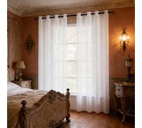YANHONG Rideau Voilage Fenetre 240 x 240 cm Filtrage de Lumière, Léger Doux, Lisse, Protège L'Intimité Rideau Draperies à Oeillets Décoration de Maison pour Chambre Enfant Cuisine, Blanc