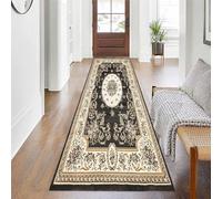 YANHONG Tapis de Passage sur Mesure 60 x 310 cm Durable & résistant Super absorbants, Intérieur Moderne Tapis de Sol avec Fond antidérapant pour Couloir Cuisine, Noir