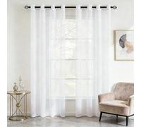 YANHONG Voilage Fenêtre 240 x 240 cm Filtrage de Lumière, Léger Doux, Lisse, Protège L'Intimité Transparent Voilage Fenetre Décoration de Maison pour Chambre Enfant Cuisine, Blanc