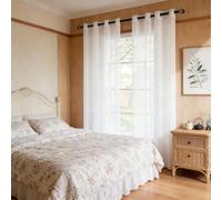 YANHONG Voilage Fenêtre 240 x 240 cm Filtrage de Lumière, Léger Doux, Lisse, Protège L'Intimité Transparent Voilage Fenetre Décoration de Maison pour Chambre Enfant Cuisine, Blanc