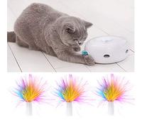 Yanhonin 3Pcs Jouets de Chat Accessoires, Plumes pour interactives Jouet de Chat électrique, Teasing de Chat Intelligent Bâton Fou Jeu de Plateau tournant de Chat