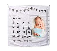 Yanhonin Couverture Baby Milestone, Toile De Fond pour Photo Nouveau-né avec Courbe De Croissance Mensuelle, Cadeau De Shower De Bébé