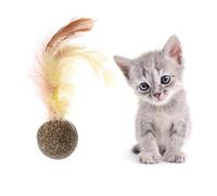 Yanhonin Jouet pour Chat, Boule d'herbe à Chat, Catnip Jouet Chats, Chat Nettoyage des Dents Naturel Nourriture, Jouet Plume pour Chat Interactif
