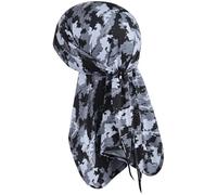 YANIKY Bandana respirante Durag multifonction 3 en 1 - Protection tête nuque élastique, Motif camouflage géométrique, taille unique