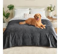 Yaning Couverture Imperméable 152x203cm, Plaid Imperméable pour Chien Chat | Doux, Réversible, Couverture Anti-Fuites pour Lit Canapé Sofa, Protection Meubles, Gris Foncé/Gris Clair