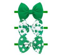 YanJie Bandeaux trèfle pour bébé fille fête de la Saint-Patrick imprimé trèfle bébé fille nœud vert infantile bandeau St.Patrick large cheveux accessoires cheveux