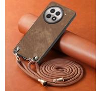 YANJIEER ESONG Bandoulière Coque pour OnePlus 13R/ACE5/Ace5 Pro, Etui en Cuir PU Cordon de Chaîne Collier pour Femme Fille, Ultra Fine Antichoc en Silicone Protection Housse Lanyard Case Marron