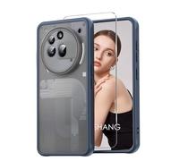 YANJIEER ESONG Coque Mat pour Nothing Phone 3a Pro, Étui Arrière Translucide Givrée Mince et 1 Verre Trempé, Protecteur de Caméra, Militaire Antichoc Anti-Jaunissement Dur PC Housse Bleu