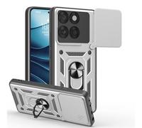 YANJIEER ESONG Coque Rigide pour Motorola Edge 60 Fusion,Militaire Armure Dur Houss,Etui Renforcée Antichoc avec Protection Caméra,Rotation à 360 Anneau de Support Argent