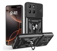 YANJIEER ESONG Coque Rigide pour Motorola Moto G15,Militaire Armure Dur Houss,Etui Renforcée Antichoc avec Protection Caméra,Rotation à 360 Anneau de Support Noir