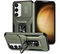 YANJIEER ESONG Magnétique Coque pour Samsung Galaxy S23+ Plus avec Support, CaméRa Coulissante Intégrée, Case de Protection de qualité Militaire Rigide Housse, Étui PC Dur Antichoc Vert