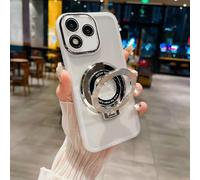 YANJIEER ESONG Transparente Coque pour Honor 400 Lite, Etui Ultra Fine Brillant Case avec Support d'anneau Magnétique pour Femmes Filles, Mince Silicone Cover Antichoc Housse Blanc