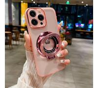YANJIEER ESONG Transparente Coque pour Honor 400 Lite, Etui Ultra Fine Brillant Case avec Support d'anneau Magnétique pour Femmes Filles, Mince Silicone Cover Antichoc Housse Rose