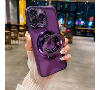 YANJIEER ESONG Transparente Coque pour Tecno Pop 7/Tecno Pop 7 Pro, Etui Ultra Fine Brillant Case avec Support d'anneau Magnétique pour Femmes Filles, Mince Silicone Cover Antichoc Housse Violet