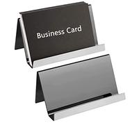 YANJINGHE Présentoirs de Carte Visite Support, 2 Pièces Supports de Cartes Visite, Métallique Rangement Cartes Visite, Acier Inoxydable Porte Carte Visite, pour Bureau, Réception d'Hôtel (Noir)