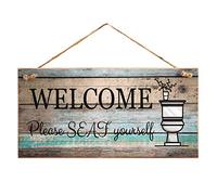 Yankario Décoration murale humoristique pour salle de bain, ferme, salle de bain rustique, tableau de décoration, 30,5 × 15,2 cm Plaque en bois avec inscription « Please Seat Yourself »