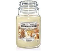 Yankee Candle - Bougie de Noël brillante - Grand pot -Réchauffez les vacances avec un câlin accueillant de vanille crémeuse et d'ambre doux