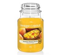 Yankee Candle Bougie jarre parfumée Mangue et pêche – Grande, jusqu’à 150 heures de combustion