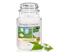 Yankee Candle bougie parfumée Coton fraichement lavé | Format jarre | Bougie longue durée jusqu’à 150 heures de combustion | Cadeaux pour femmes