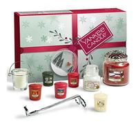 Yankee Candle coffret cadeau, 8 bougies parfumées, photophore pour votive, taille-mèches et couvercle pour bougie Illuma-Lid, Coffret de 11 bougies de Noël