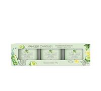 Yankee Candle Coffret cadeau avec 3 bougies votives garnies de concombre et menthe