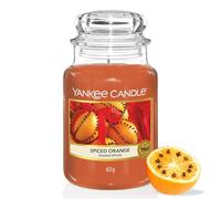 Yankee Candle Grande Bougie en Jarre, Parfum Orange Épicée, 623 g | Longue Durée Jusqu’à 150 h, Cire à Diffusion Homogène, Mèche en Coton, Pot en Verre Décoratif avec Couvercle