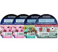 Yankee Candle Lot de 4 cires parfumées à la fleur de cerisier, gaufre Banoffee, parfums Holiday Cheer, parfum rapide, 22 g chacun
