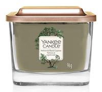 Yankee Candle Petite bougie parfumée carrée à 1 mèche | Vétiver et cyprès noir | Jusqu'à 28 heures de combustion | Collection Elevation avec couvercle
