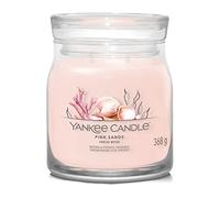 Yankee Candle Signature Bougie parfumée | Pink Sands Bougie en pot moyenne avec double mèche | Mélange de cire de soja à combustion longue | Cadeau parfait pour femme