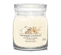 Yankee Candle Signature Candle Bougie parfumée | Bougie en pot moyenne en laine douce et ambre avec double mèche | Bougie en cire de soja à combustion longue | Cadeau parfait pour femme