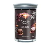 Yankee Candle Signature Candle Bougie parfumée | Grande bougie en verre à la noix de coco noire avec double mèche | Bougie en cire de soja à combustion longue | Cadeau parfait pour femme