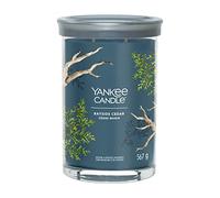 Yankee Candle Signature Candle Bougie parfumée | Grande bougie en verre Bayside Cedar avec double mèche | Bougie en cire de soja à combustion longue | Cadeau parfait pour femme
