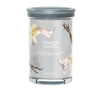 Yankee Candle Bougie parfumée Signature – Grande vanille fumée & cachemire, double mèche, cire soja