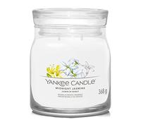 Yankee Candle Signature Candle Bougie parfumée | Jasmin de minuit moyenne avec double mèche | Bougie en pot de cire de soja à combustion longue | Cadeau parfait pour femme