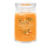 Yankee Candle Signature - Grande bougie parfumée | Pêche fraîche de la ferme avec double mèche | Mélange de cire de soja à combustion longue | Cadeau parfait pour femme