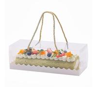 YankMooM Lot de 10 boîtes à gâteaux transparentes rectangulaires de type Swiss Roll, 27,5 x 11 x 9,5 cm - Grandes boîtes à gâteaux transparentes avec poignée pour les desserts, idéales pour les