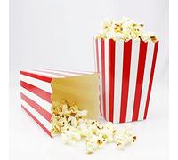 YankMooM Lot de 30 Contenant Pop Corn, Boîtes à Popcorn en Papier Rayé de Grande Taille pour les Fêtes, les Barbecues, les Théâtres