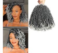 Yanky Cheveux de crochet Mini Spring Twist pré-torsadés 30,5 cm Noir naturel Tresses sénégalaises (TGray Ombré Gris, Lot de 10)