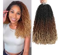 Yanky Lot de 10 mini tresses sénégalaises pré-torsadées au crochet Spring Twist kinky - Noir naturel - Petites boucles - 40,6 cm - OT30/27 - 3 tons - Brun ombré