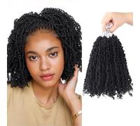 Yanky Twist Extensions de cheveux synthétiques pré-bouclés pré-bouclés pour femme noire 20,3 cm 240 mèches (1B)