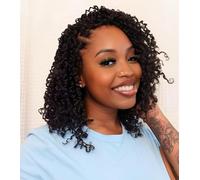 Yanky Twist Lot de 10 paquets de 10 extensions de cheveux tressés au crochet - Cheveux crépus et crépus - 30,5 cm - Noir naturel - 30,5 cm