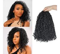 Yanky Twist Lot de 9 paquets d'extensions de cheveux synthétiques bouclés pré-torsadés au crochet pour femme noire 30,5 cm