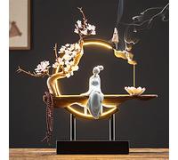 YANLINMY Brûleur d'encens Cascade Breakflow Burner Burner Fleur Porte-encens en céramique avec LED Porte-Baguette de bâton d'encens de Fleurs de Croix légère Zen (Color : Style 8)