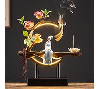 YANLINMY Brûleur d'encens Cascade Breakflow Burner Burner Fleur Porte-encens en céramique avec LED Porte-Baguette de bâton d'encens de Fleurs de Croix légère Zen (Color : Style 1)